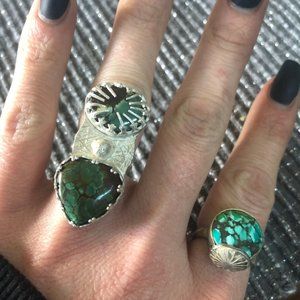 Unique sterling silver turquoise ring